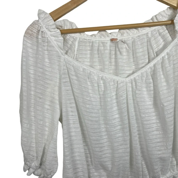 Free People Dorothy Puff Sleeve Peasant Blouse in White Size M - Picture 8 of 12